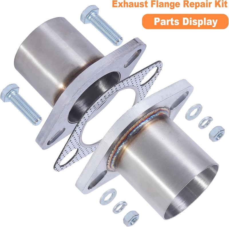 Simnliras Exhaust Flange Repair Kit, 51mm/2 Inch ID to 2 Inch OD Stainless Steel Quick Fix 2 Bolt Exhaust Flange Pipe with Gasket Bolt & Hardware Universal Fitment - Image 4